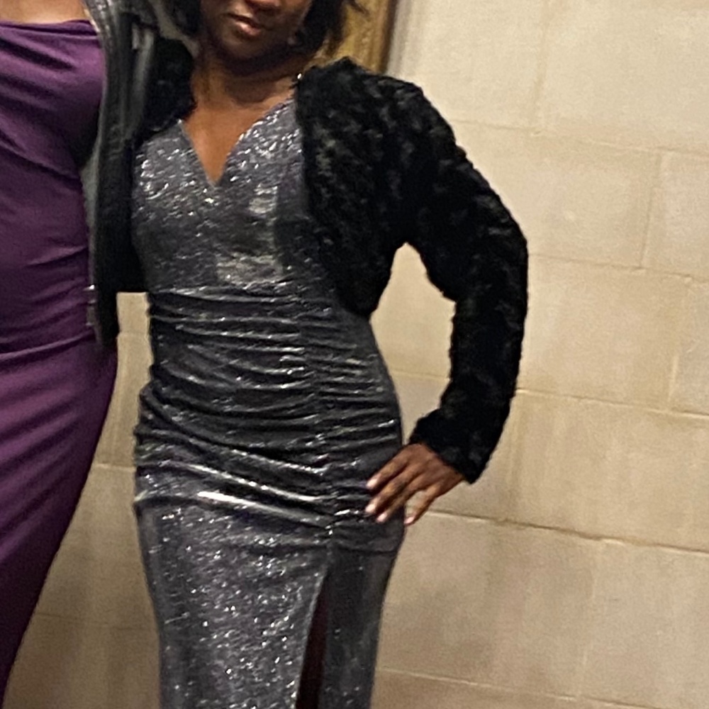 windsor silver sparkly formal dress
